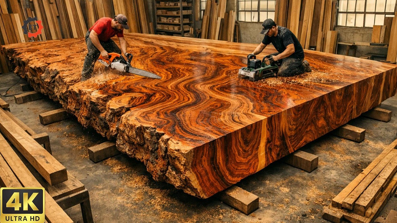 Inside the Mega Timber Factory | Giant Logs & Heavy Machines Creating Insanely Huge Wood Tables