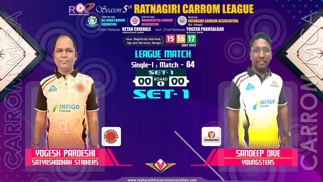 Carrom | Yogesh Pardeshi (Satyashodhak) Vs Sandeep Dive (Youngsters) | LM-64 | RCL5