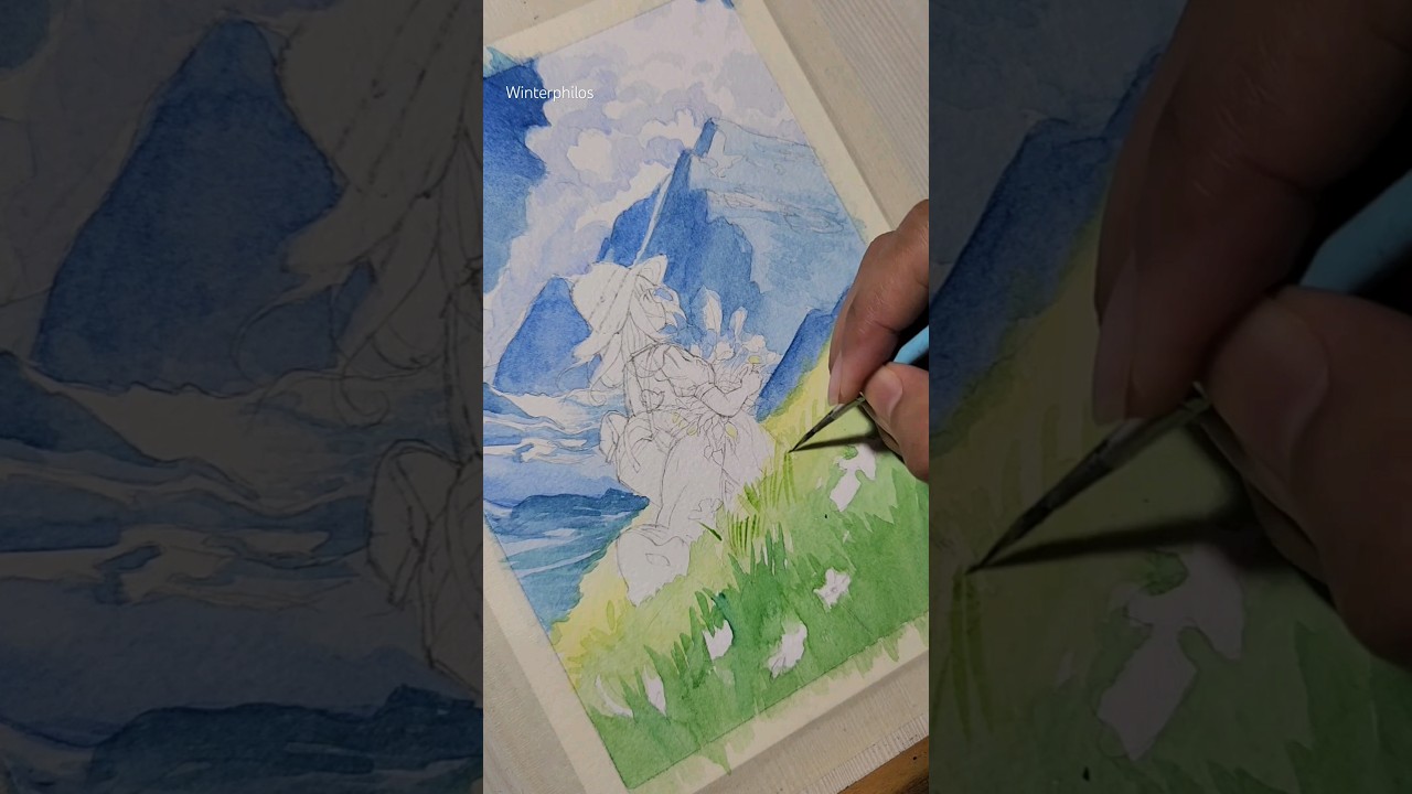 [Part-1]Watercolor painting of Anime scenery #anime #animeart #animesketch  #animeartwork #ghibli