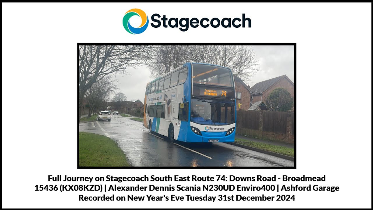 Full Journey | Stagecoach South East Route 74: Downs Road - Broadmead | 15436 (KX08KZD)