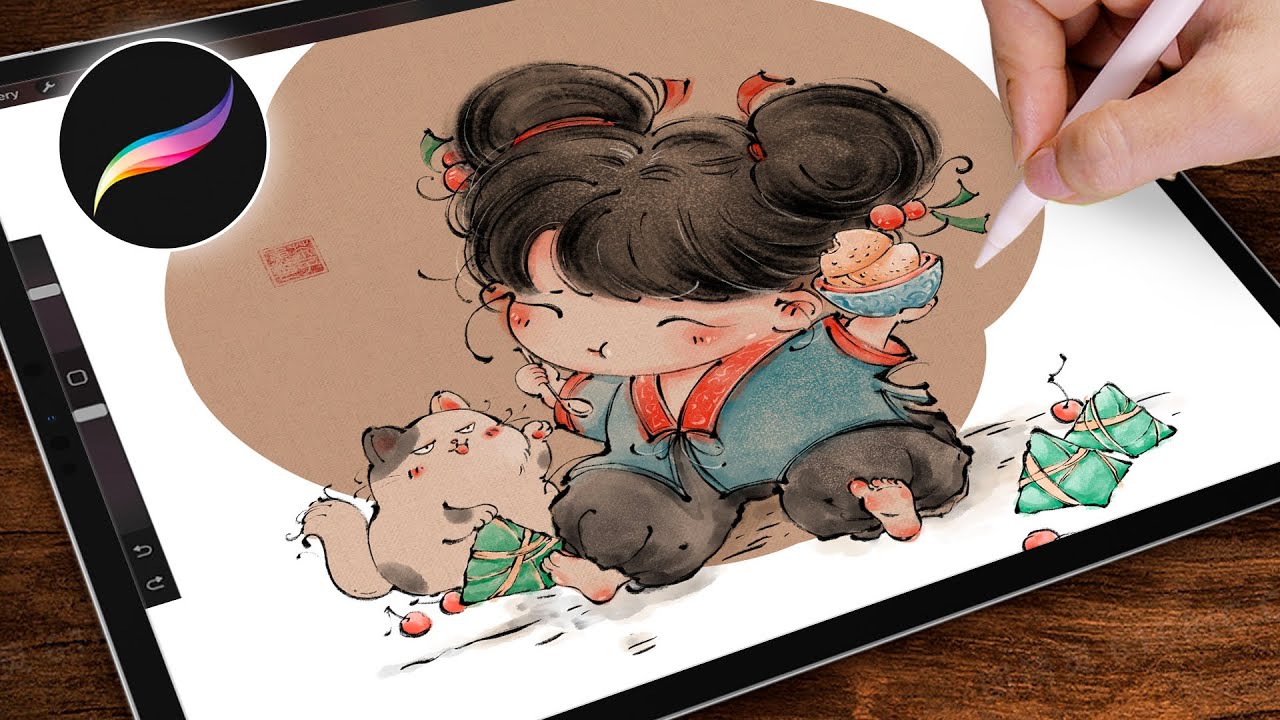 【Procreate教程】吃粽子的小姑娘丨儿童节丨端午节快乐