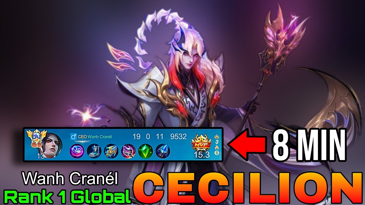 8 Min 19 Kills Cecilion Aggressive Gameplay - Top 1 Global Cecilion by Wanh Cran&eacute;l - Mobile Legends