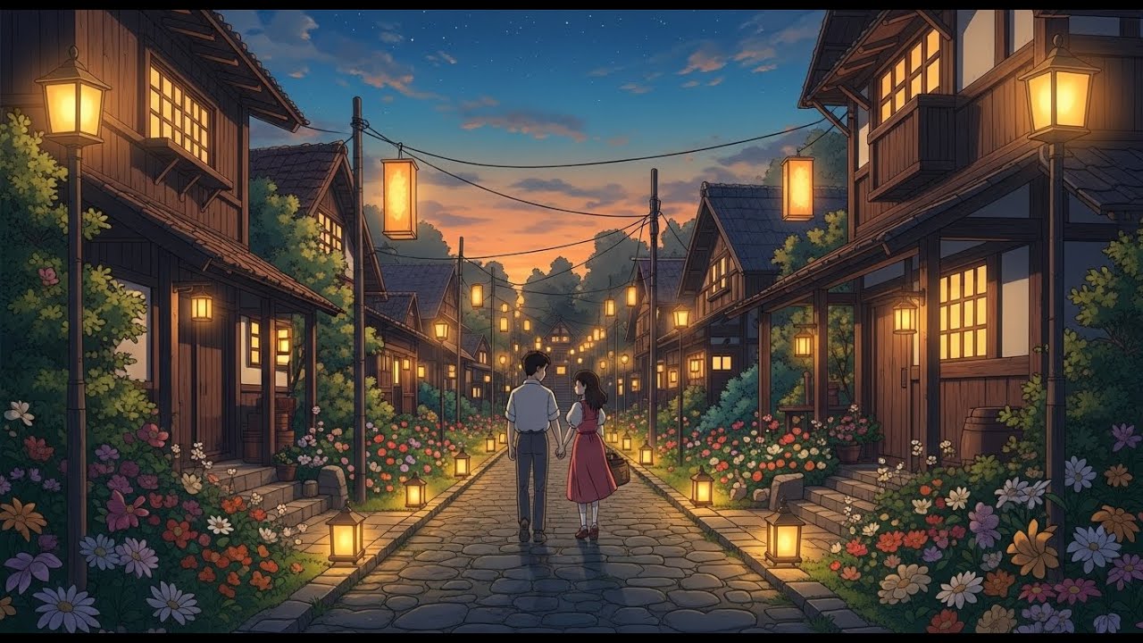 Lanterns Reflected in Rain  Ghibli-Style Video