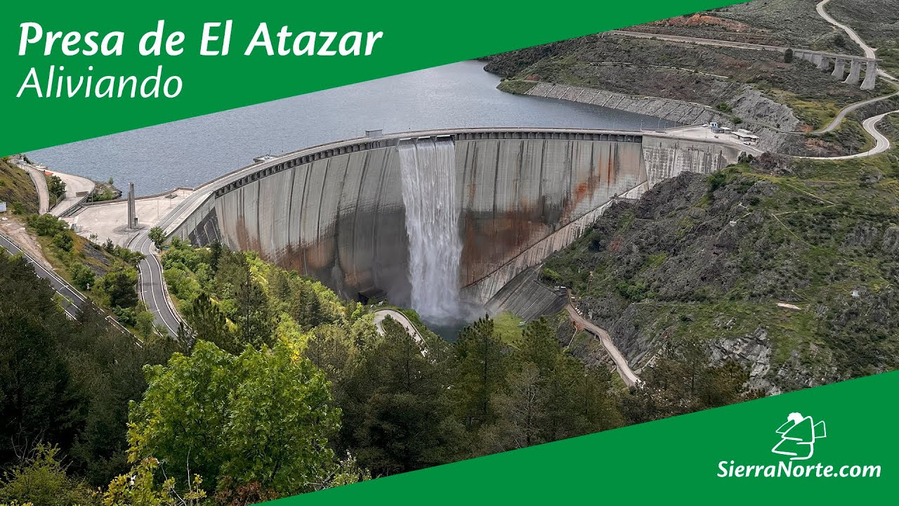 Presa de El Atazar aliviando, Sierra Norte de Madrid