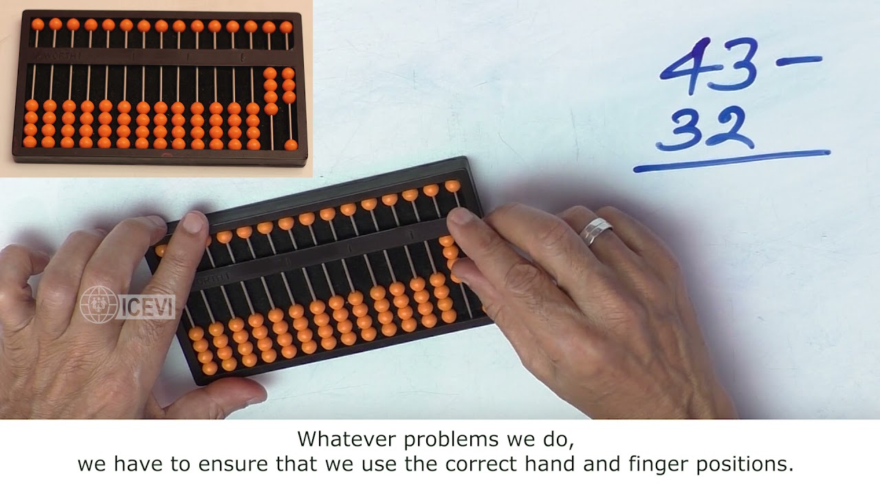 #29 Abacus Subtraction – Example:  43 - 32