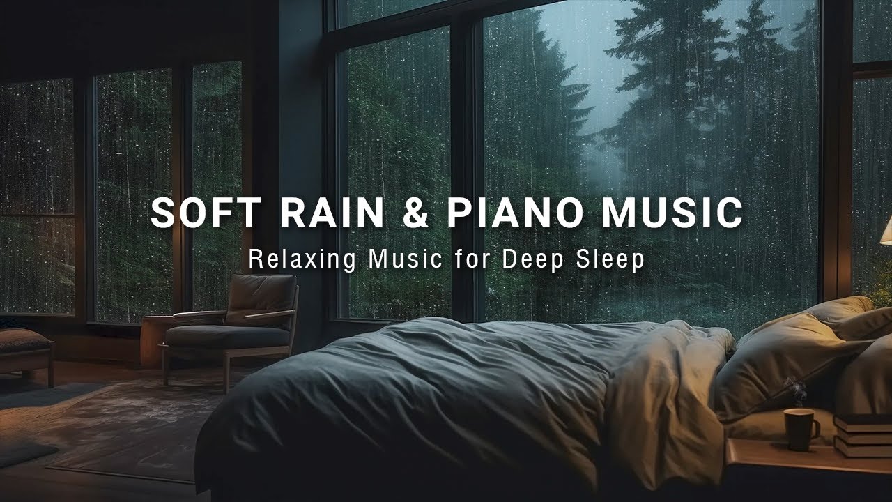 Relaxing Sleep Music + Rain and Piano - Deep Healing Sounds for Stress Relief in a Warm Bedroom