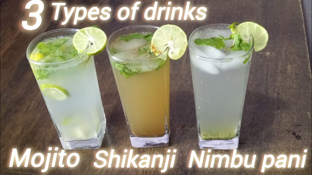 3 Types of drinks !! Mojito drink , Shikanji , Lemonade | Summer Special drinks🏖️🍹
