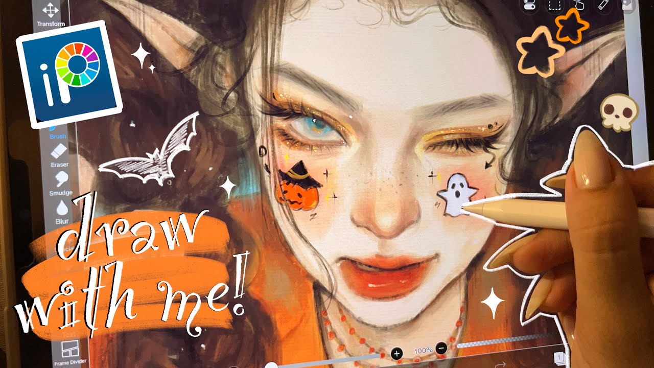 🎃draw with meᯓ✦∘˙happy halloween👻[ ibisPaint, lofi music, real time ]𖤐.ᐟ