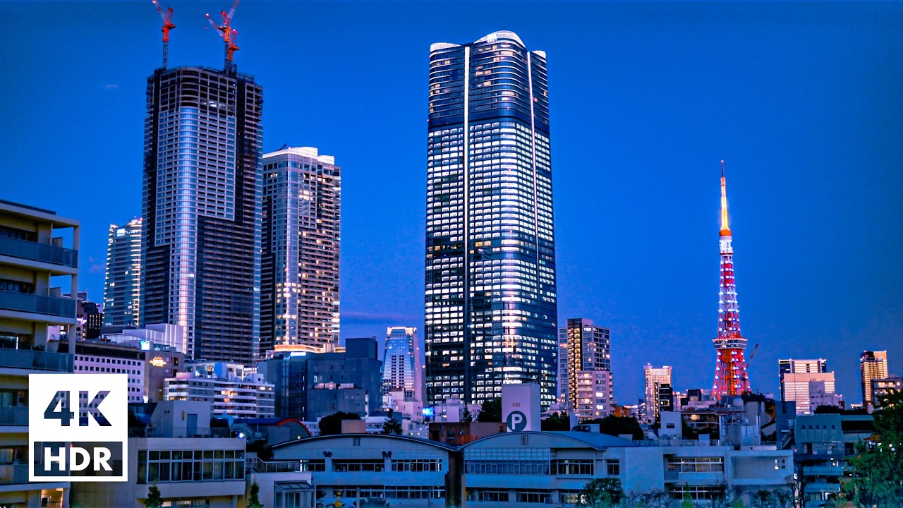 Twilight in Roppongi, Tokyo | 4K HDR with Binaural Japanese Sounds