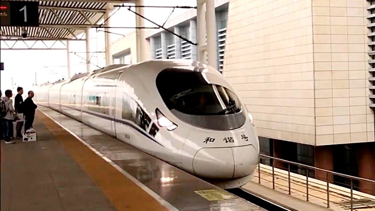 Hi speed Bullet Train CRH380CL-5608 Beijing to Hangzhou Entering Tianjin Station