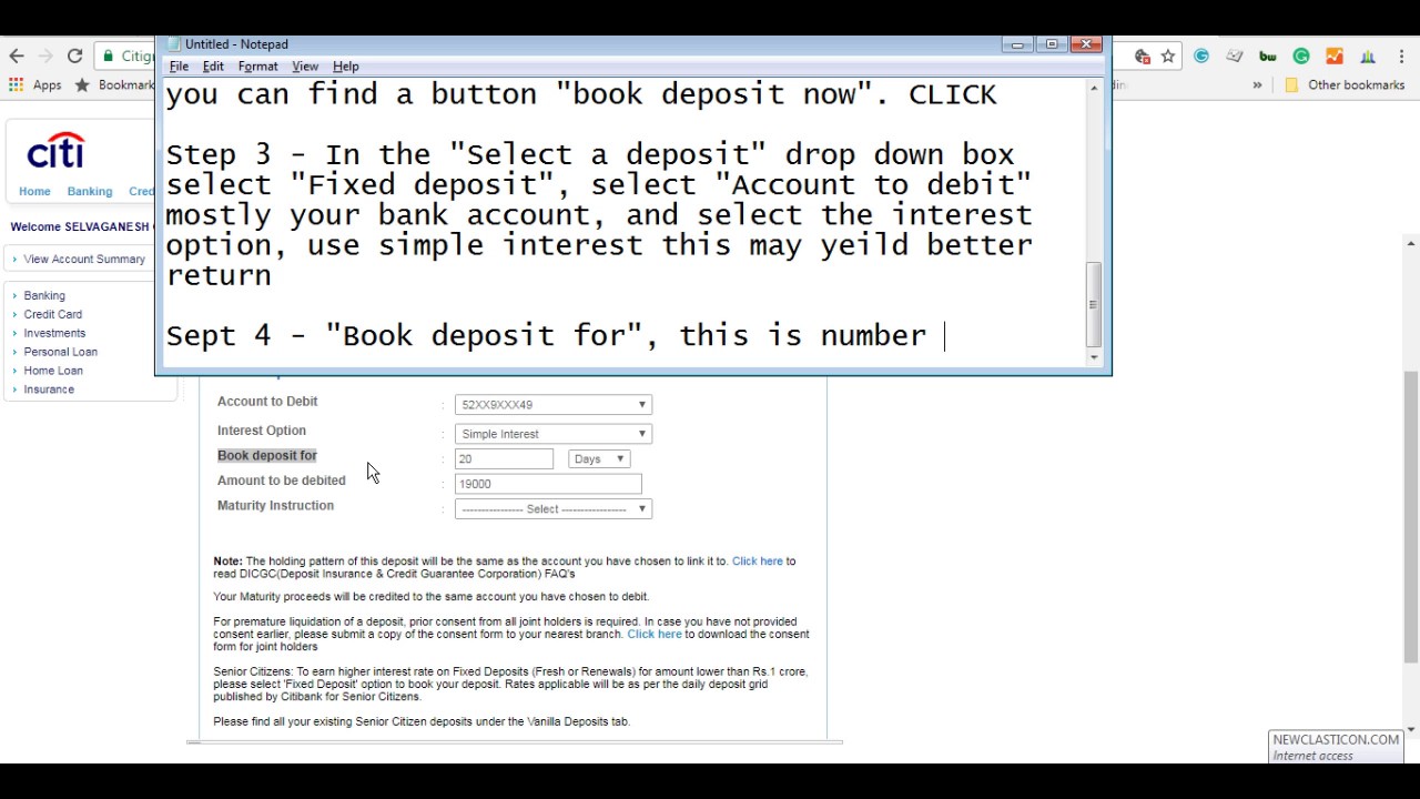 How to Make 20 Days Fixed Deposit in Citibank and Get Small Return