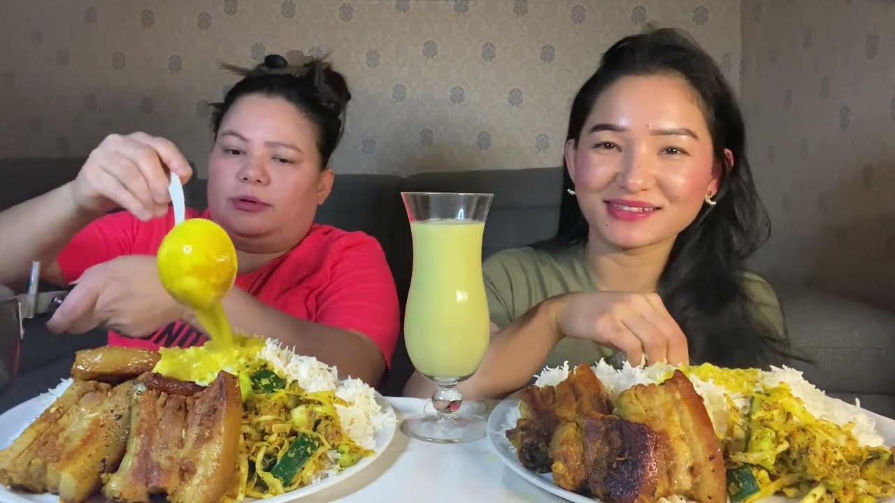 Pork belly fry, yellow दाल,पिरो अमीलो भांगको छोप राखेर बनाएको mix अचार सॅंग mukbang 