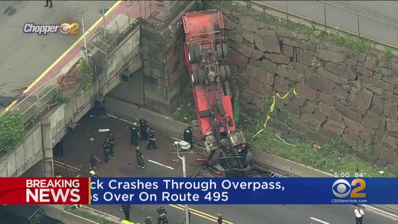 Truck Crashes Down Onto Route 495