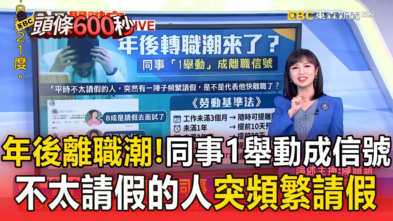年後離職潮！同事「1舉動」成離職信號？！【頭條600秒】