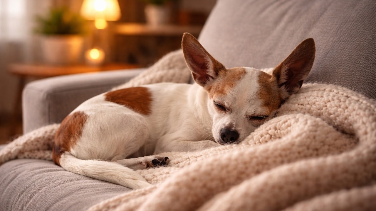 Relaxing Living Room Ambience | Sleeping Chihuahua on Couch