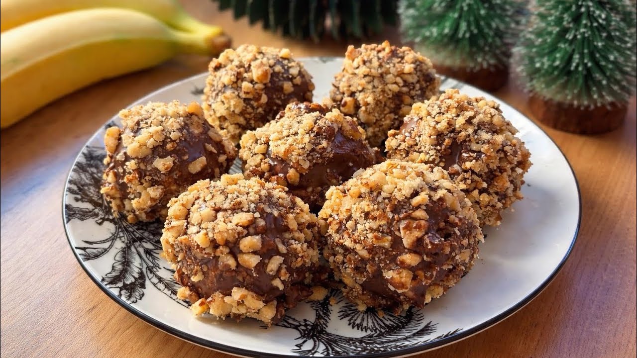 POSNE BANANA KUGLICE U ČOKOLADI ❤️SVI SASTOJCI IMATE KUĆI ✨ Vegan Banana Chocolate Balls 