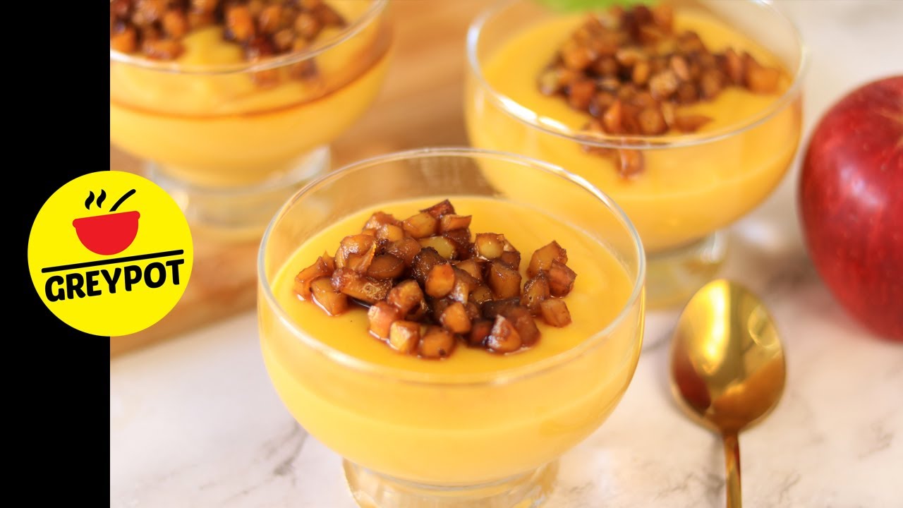Apple Pudding Recipe | Eggless Apple Custard Pudding