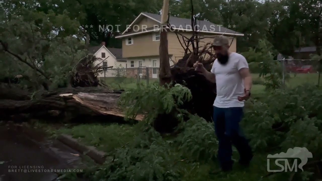06-21-2022 Junction City, KS - Large Tree Across The Road - Landspout Tornado