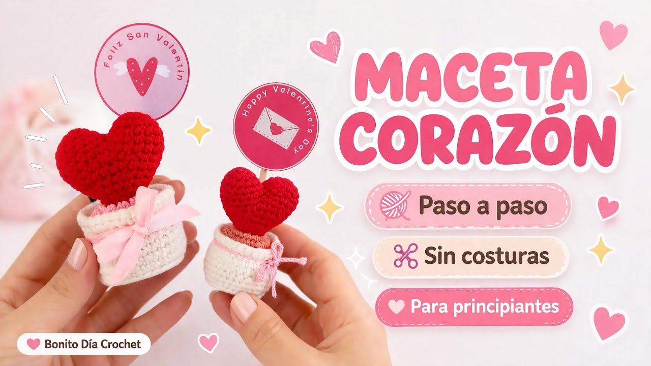 ❤️ Maceta Corazón Amigurumi a Crochet 🧶 Tutorial fácil para San Valentín