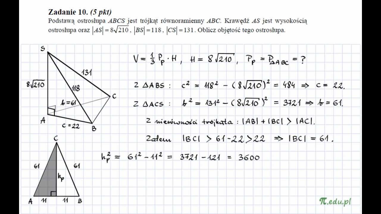 Zadanie 10. Matura, maj 2012. PR [Stereometria]
