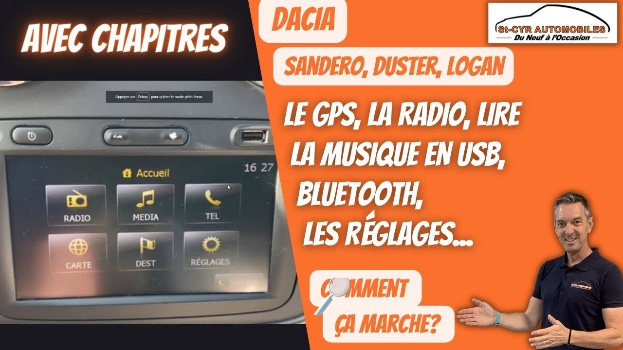 DACIA, Sandéro, duster, MCV, Dokker, Guide complet GPS, radio, Bluetooth, paramètres essentiels…