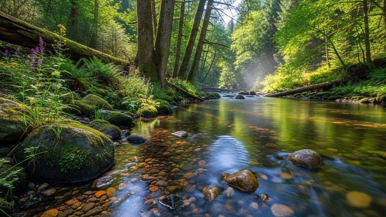 Flowing Stream River 🌊 Gentle Nature Sounds for Sleep, Focus, and Serenity #1878