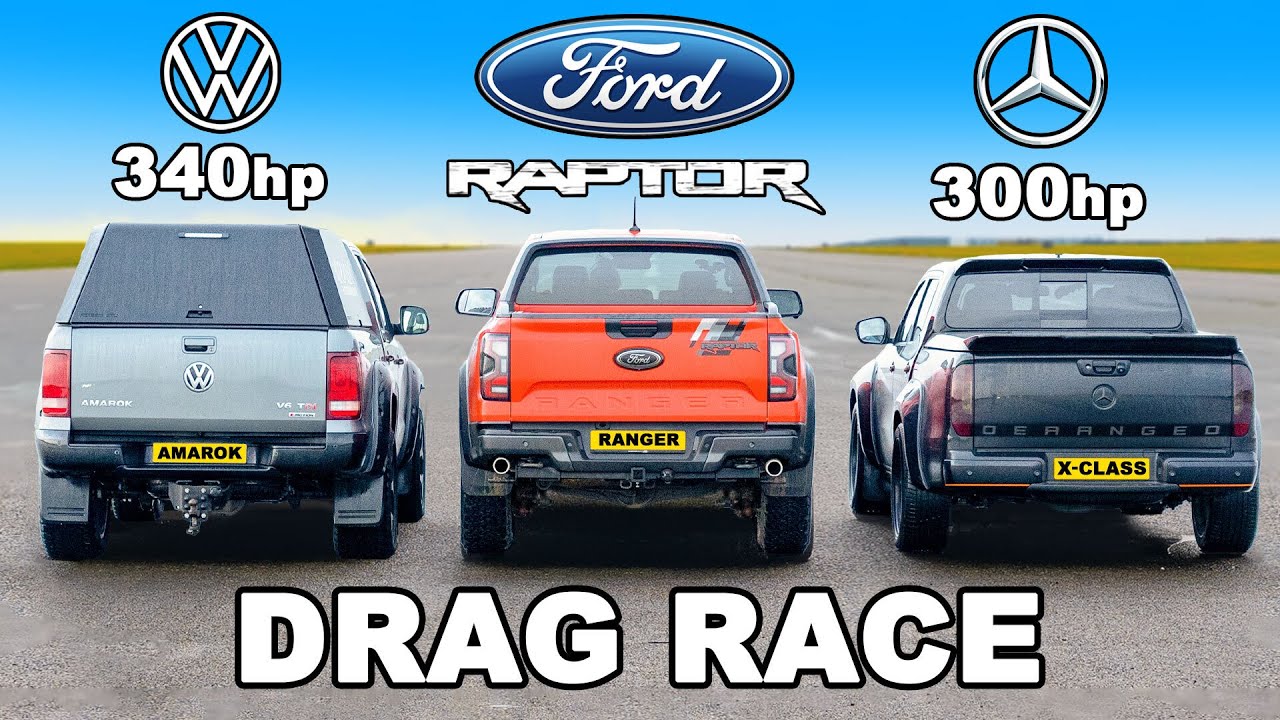 New Ranger Raptor v tuned Amarok & X-Class: DRAG RACE