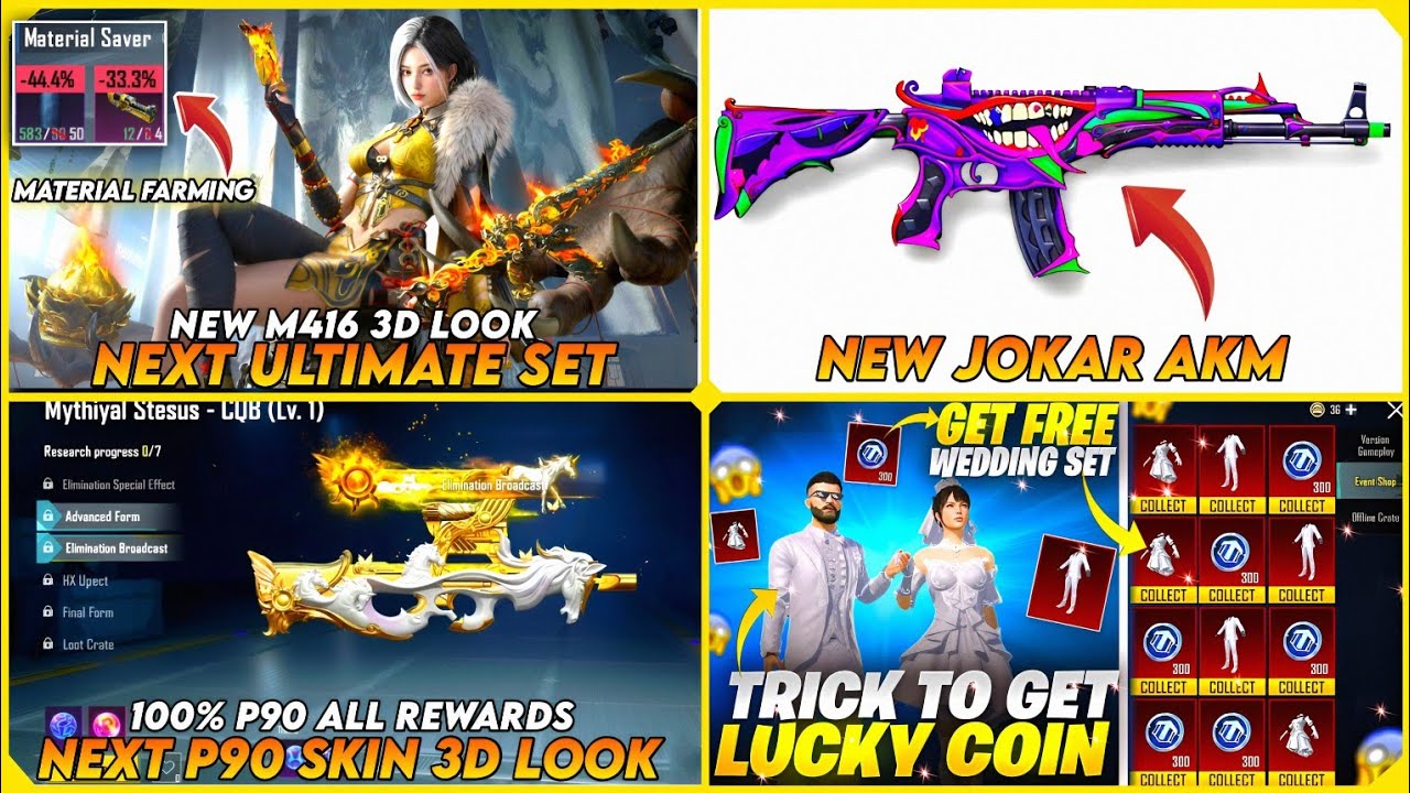 FINALLY 😱 NEW JOKER AKM | NEW M416 3D LOOK | M416 MATERIAL FARMING | NEW P90 3D LOOK 🔥