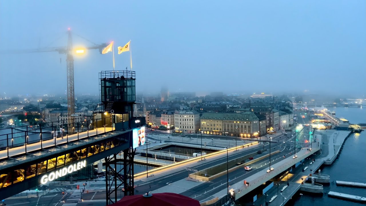 Stockholm Walks: Rooftop views in magic mist. Mosebacke terrace - Gondolen - Café Klotet