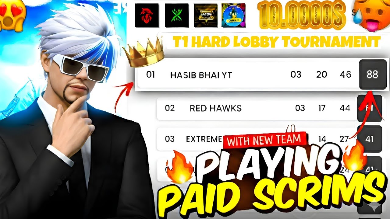 Finally Win My Fast Paid scrims Tournament Prize Poll  ৳20,000💸🤯 | T1 Hard Lobby - Garena Free Fire🔥