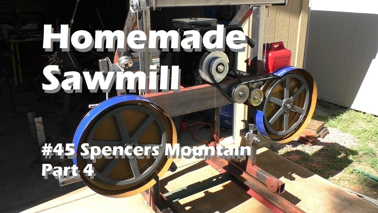 #45 DIY Homemade Band Sawmill Build Log Clamps, guides, stops, guards Spencers-Mountain Off-Grid