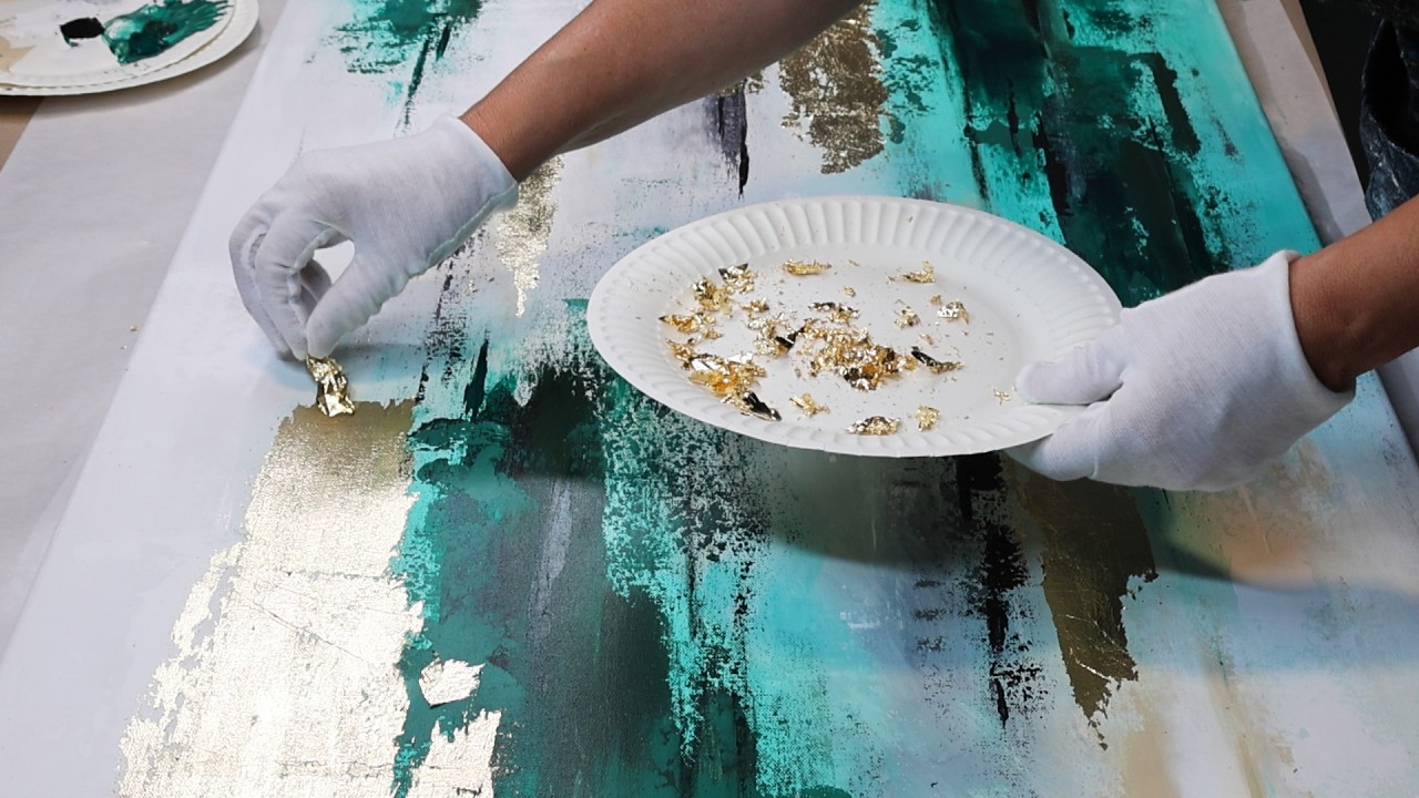 First Time Using GOLD LEAF - How I Transformed My Abstract Painting!