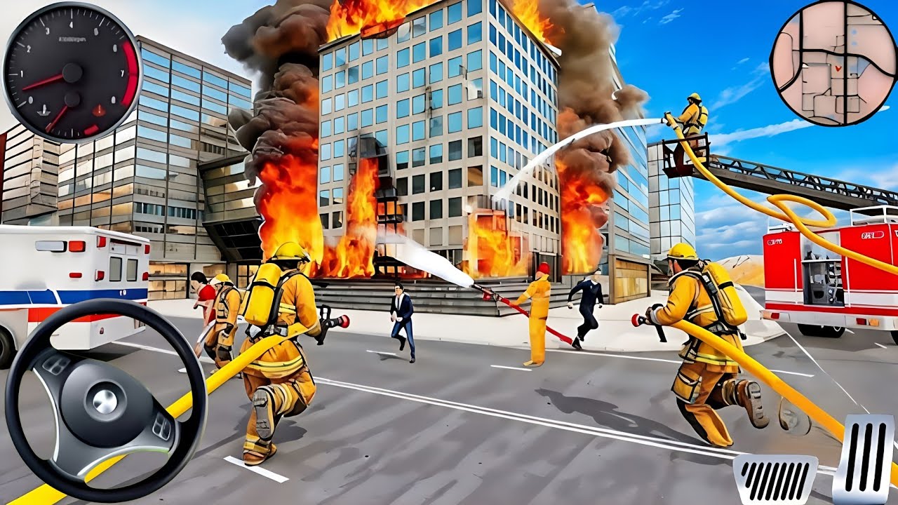 Fire Truck City Rescue Simulator - 911 US Emergency Fire Truck Driving 3D 2025 - Android Gameplay