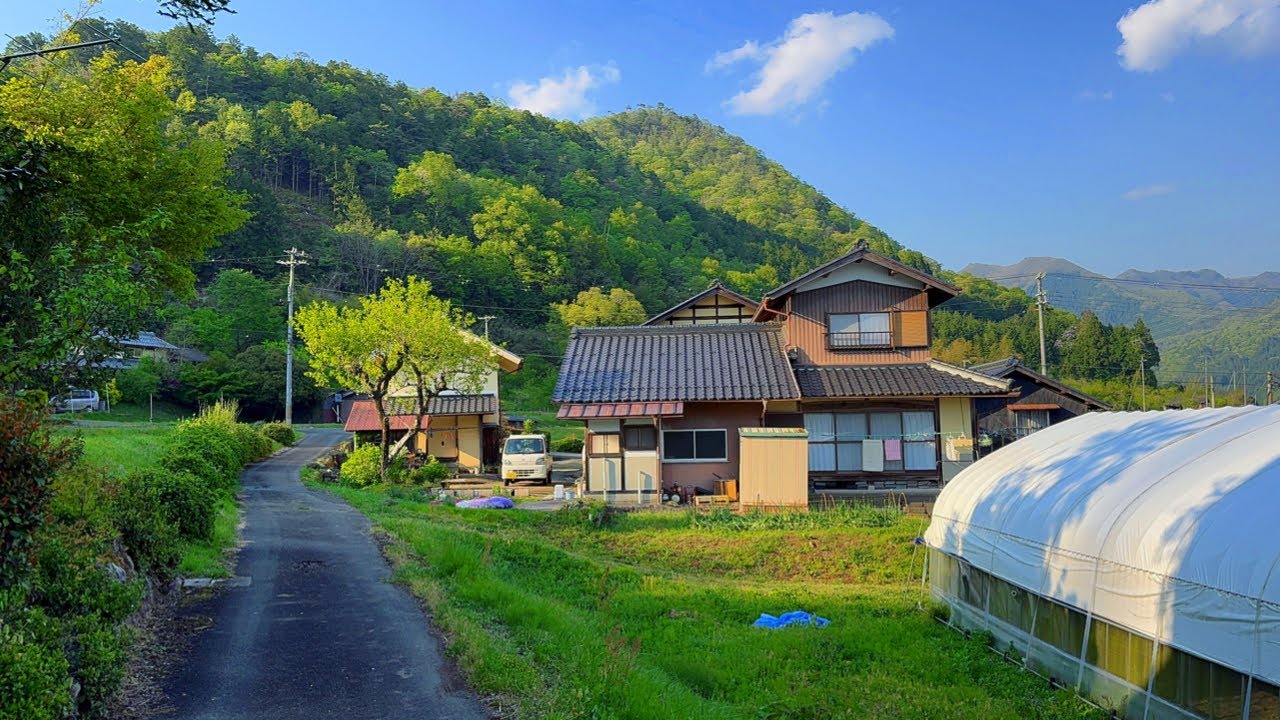 4K Walk Japan - Walking through Japanese Countryside Beautiful Village HDR