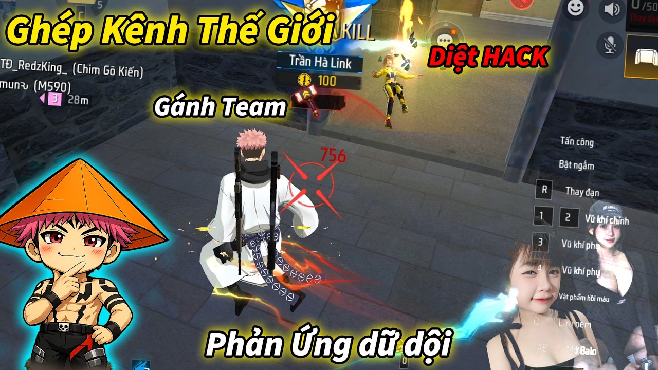 FREE FIRE | GHÉP KÊNH THẾ GIỚI GẶP XÀI ĐỒ NHƯNG BỊ MÌNH CÂN 4 TRƯỚC MẶT ĐỒNG ĐỘI