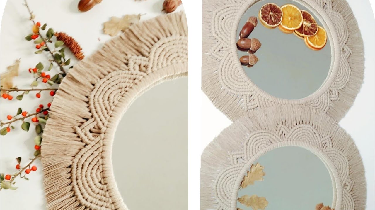 Dıy MACRAMÉ MANDALA WALL مرايا مكرمية نصف دائر Yarim daire makrome ayna