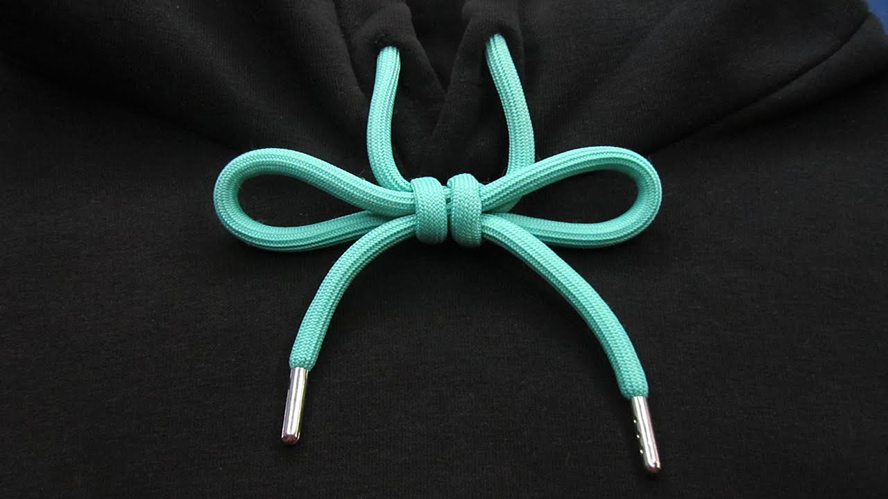 Hoodie strings single bow knot. How to tie Hoodie Strings cool. Great rope knot trick and skills.