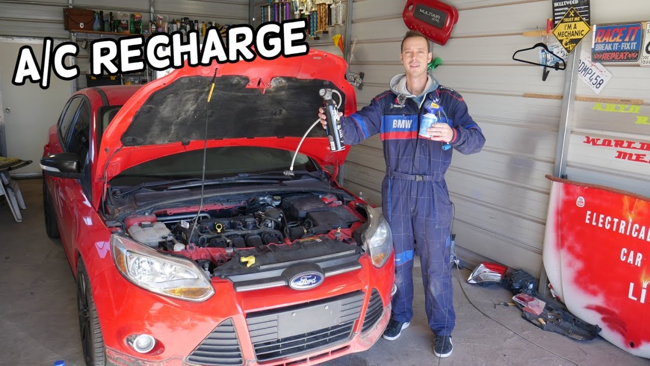 FORD FOCUS AC AIR CONDITIONER RECHARGE REFILL. AC BLOWS HOT