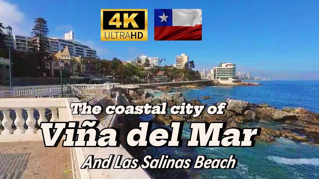 Walking tour Vina del Mar and Las Salinas beach | Chile | 4K