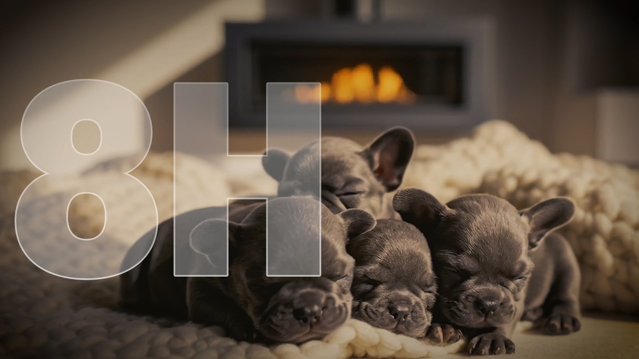 Healing Puppy Crackling Fire Ambience | Relaxing Sleep Sounds (No Talking)