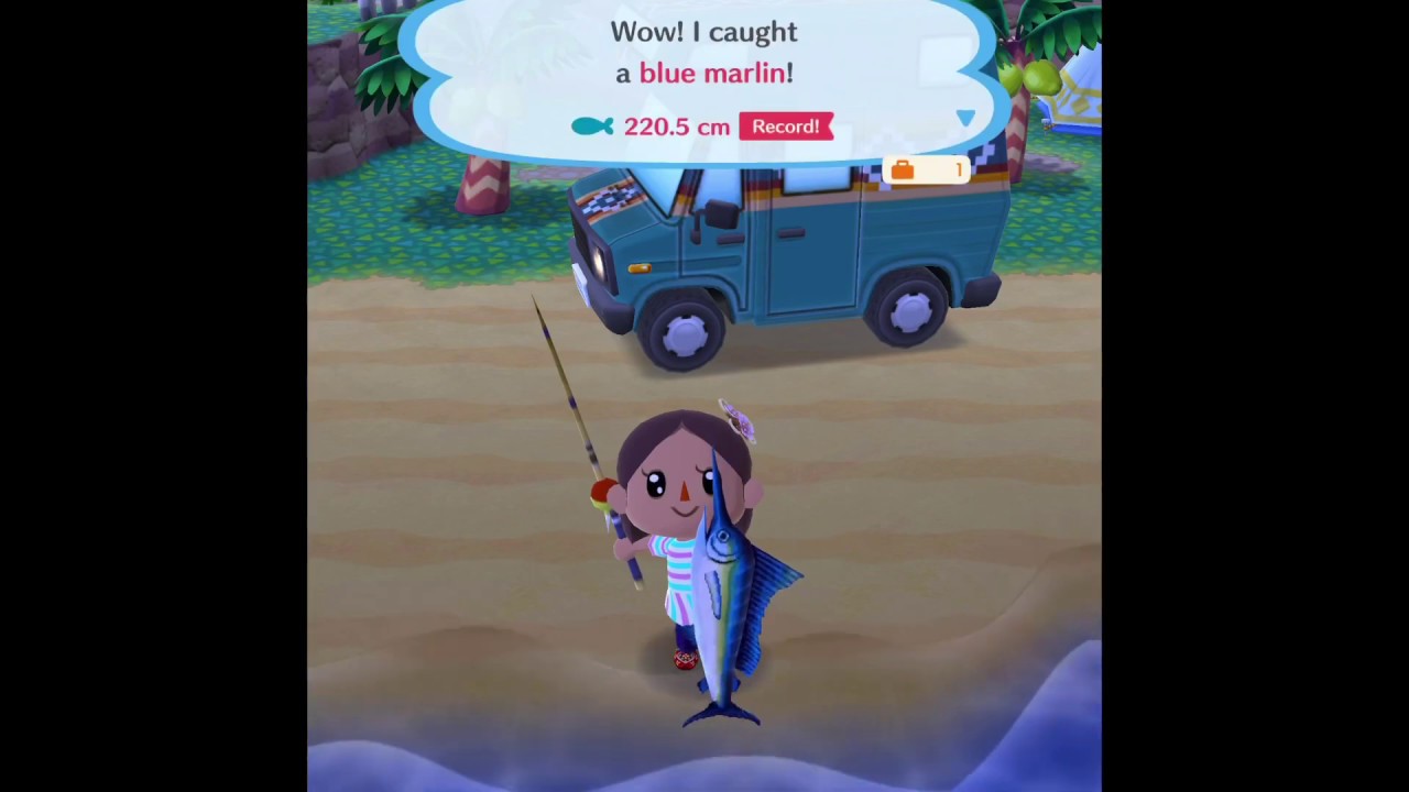 Catching a Blue Marlin in Animal Crossing Pocket Camp