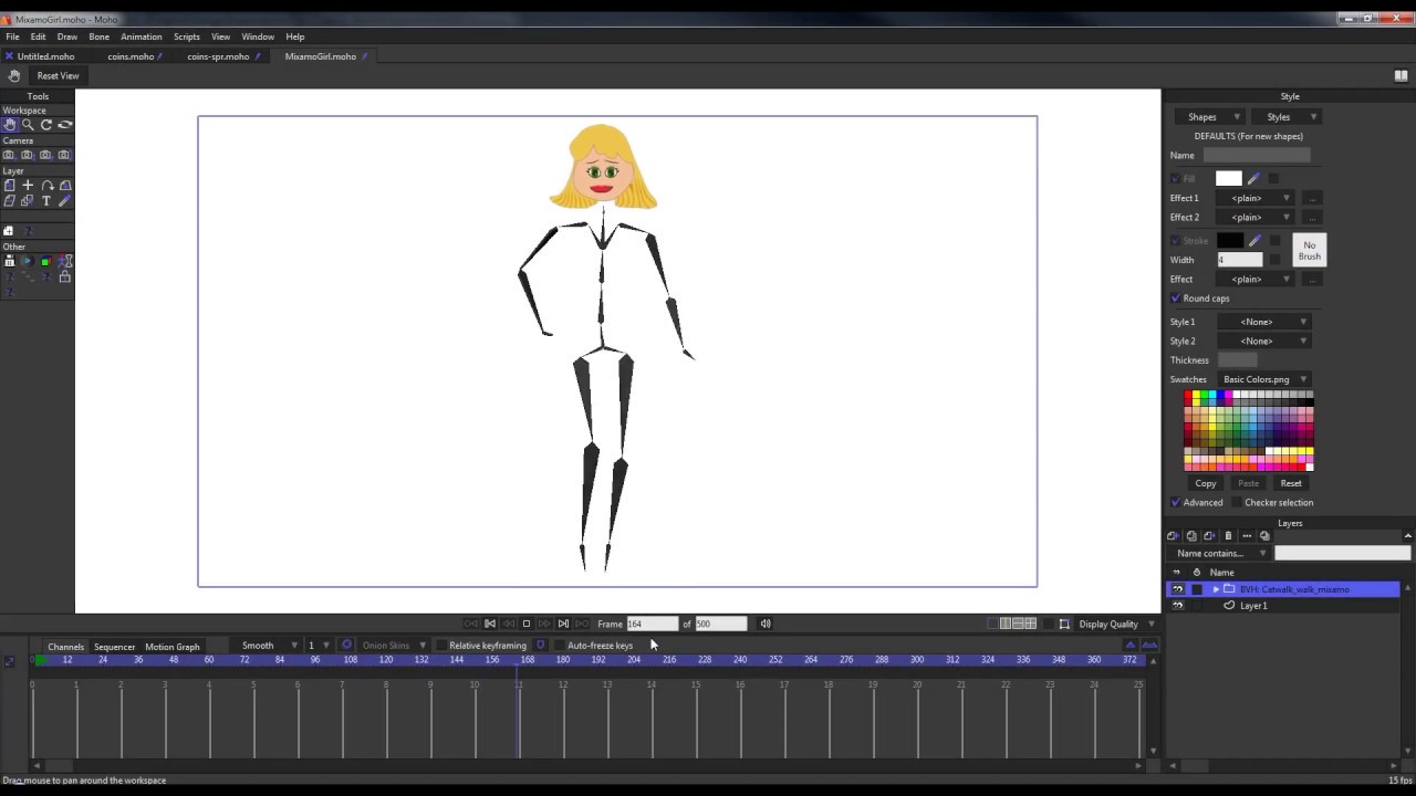Moho 12  (Anime Studio) - 2D/3D BVH Import & Animation tool