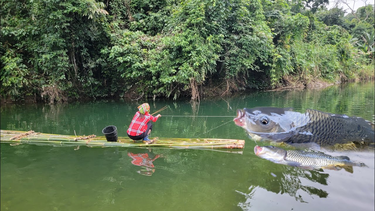 3 days poor girl makes fish trap. Fish trap with worms. Fishing skills. Poor girl disappointed