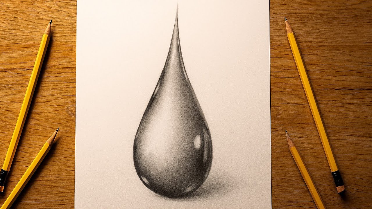 Water Drop Drawing: How To Draw a Drop of Water | 3d water drop drawing | رسم قطرة ماء