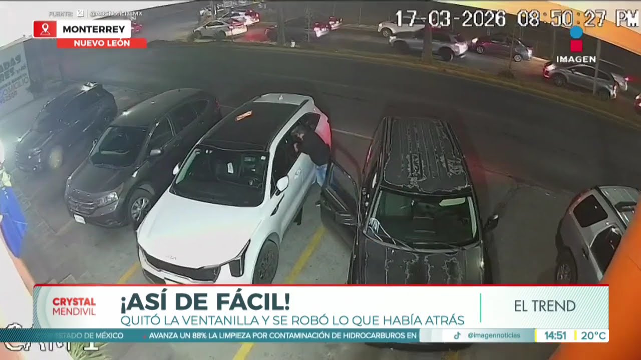 Ladrón quita la ventanilla de un carro para robar artículos en Monterrey | Noticias con Crystal