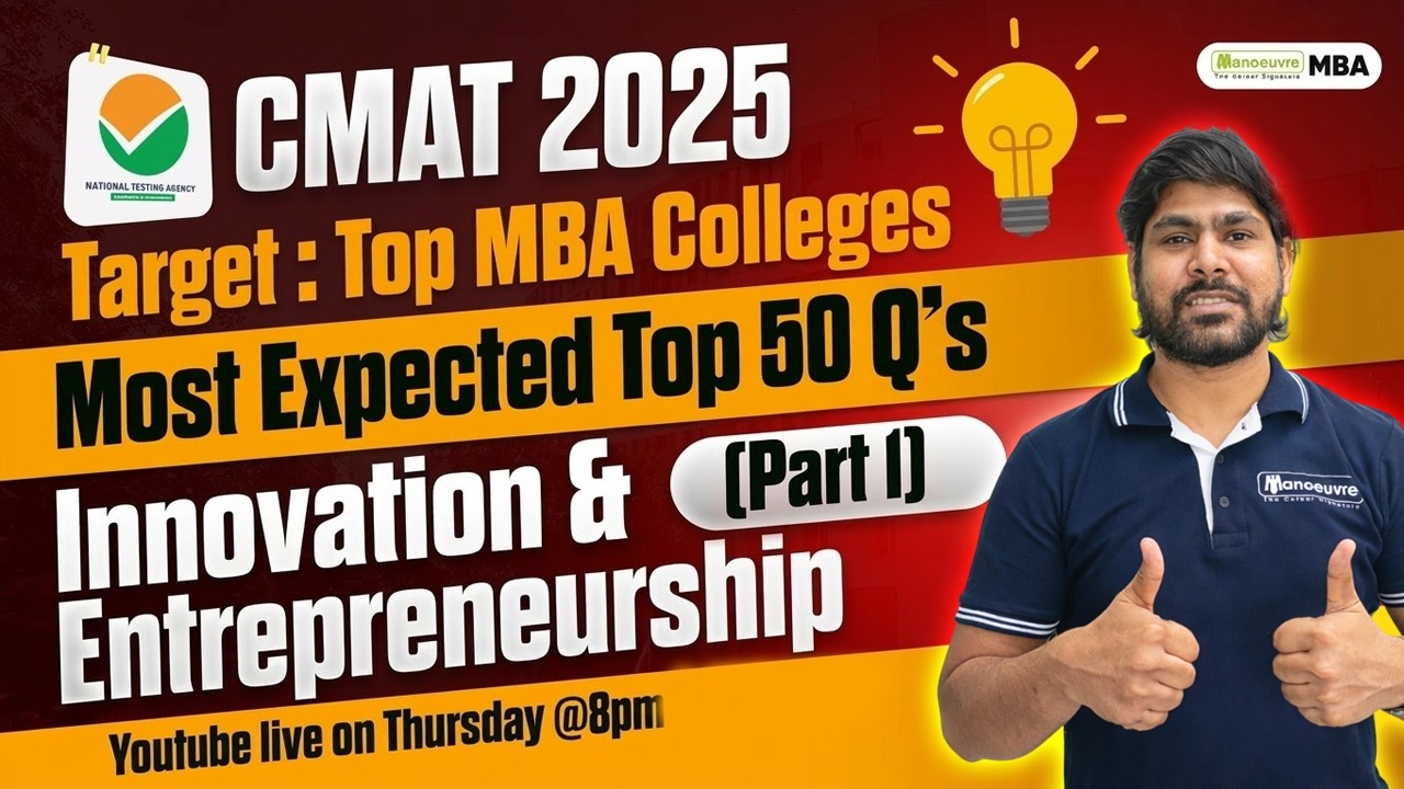 CMAT 2025 Most Expected Questions On Innovation & Entrepreneurship | Important 50 Questions | Part 1