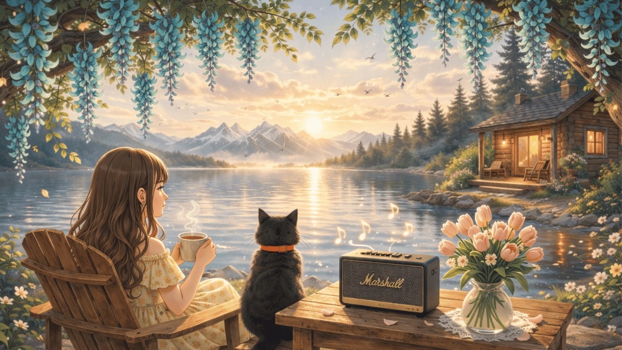 [Music Cozy Cat]🎼☕ Sunrise Relaxation Music with Guitar & Piano