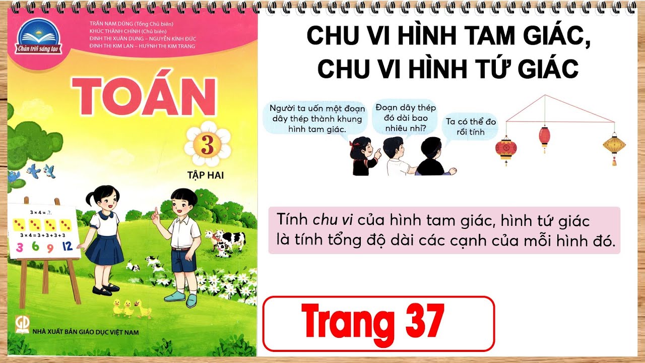 Hướng dẫn dạy Toán 3 chân trời sáng tạo tập 2 trang 37 | Chu vi hình tam giác hình tứ giác