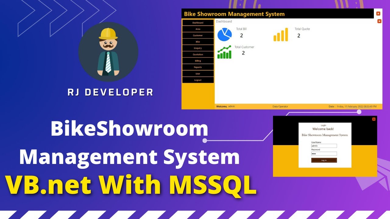Bike Showroom Management System | Windows Application | Flat UI Design
