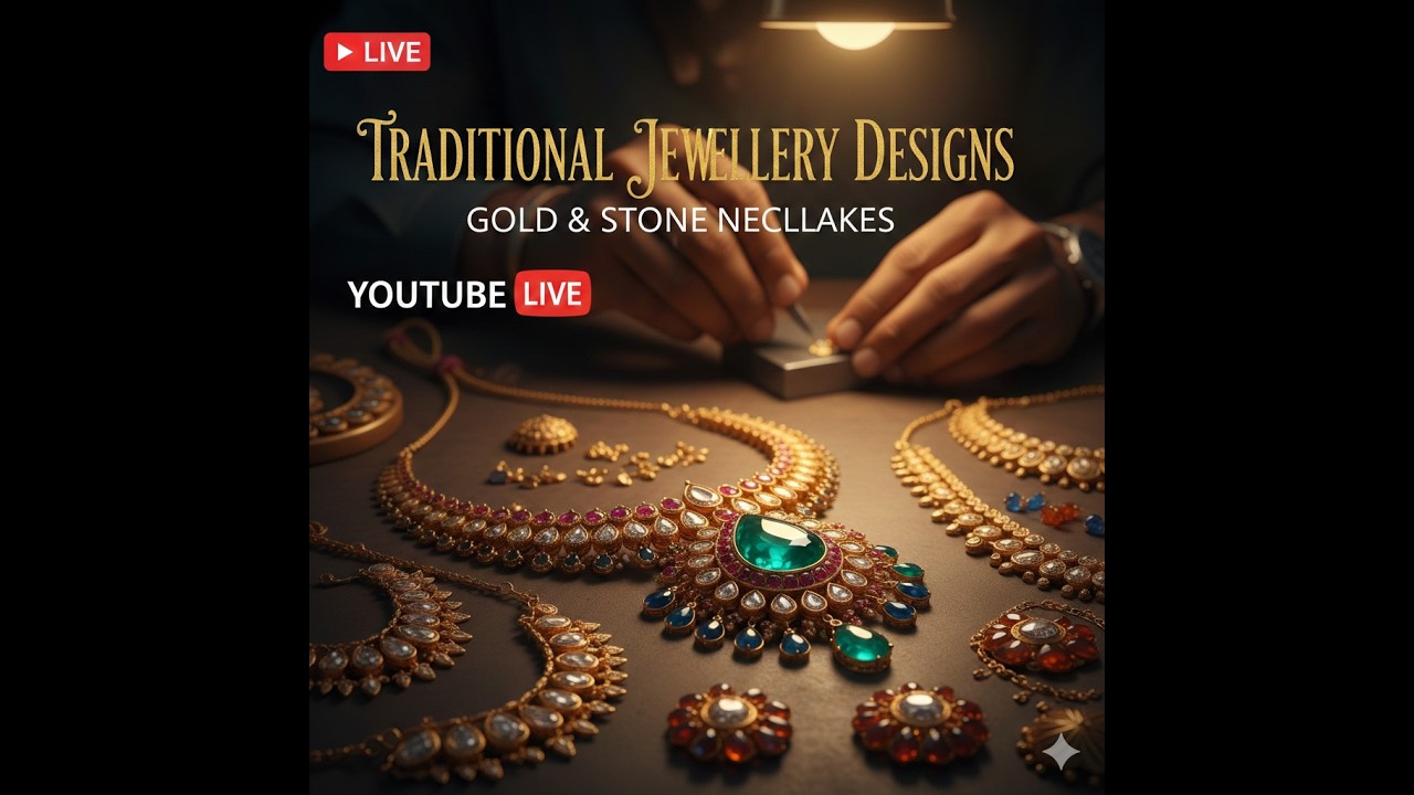Latest Traditional Forming Gold & Stone Necklace Sets